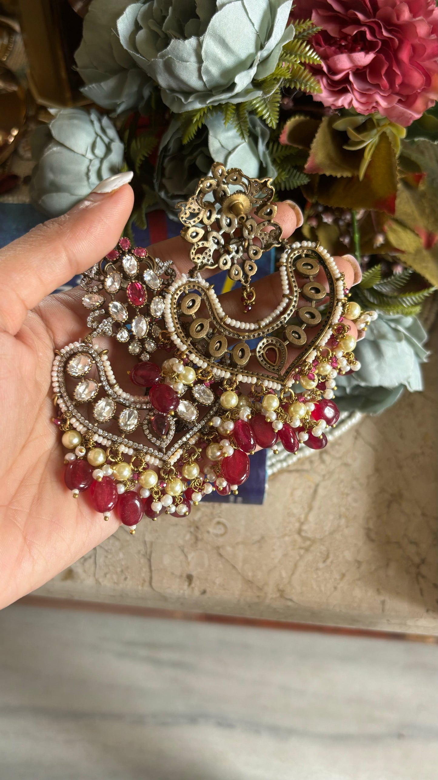 Ruby Moissanite chandbali
