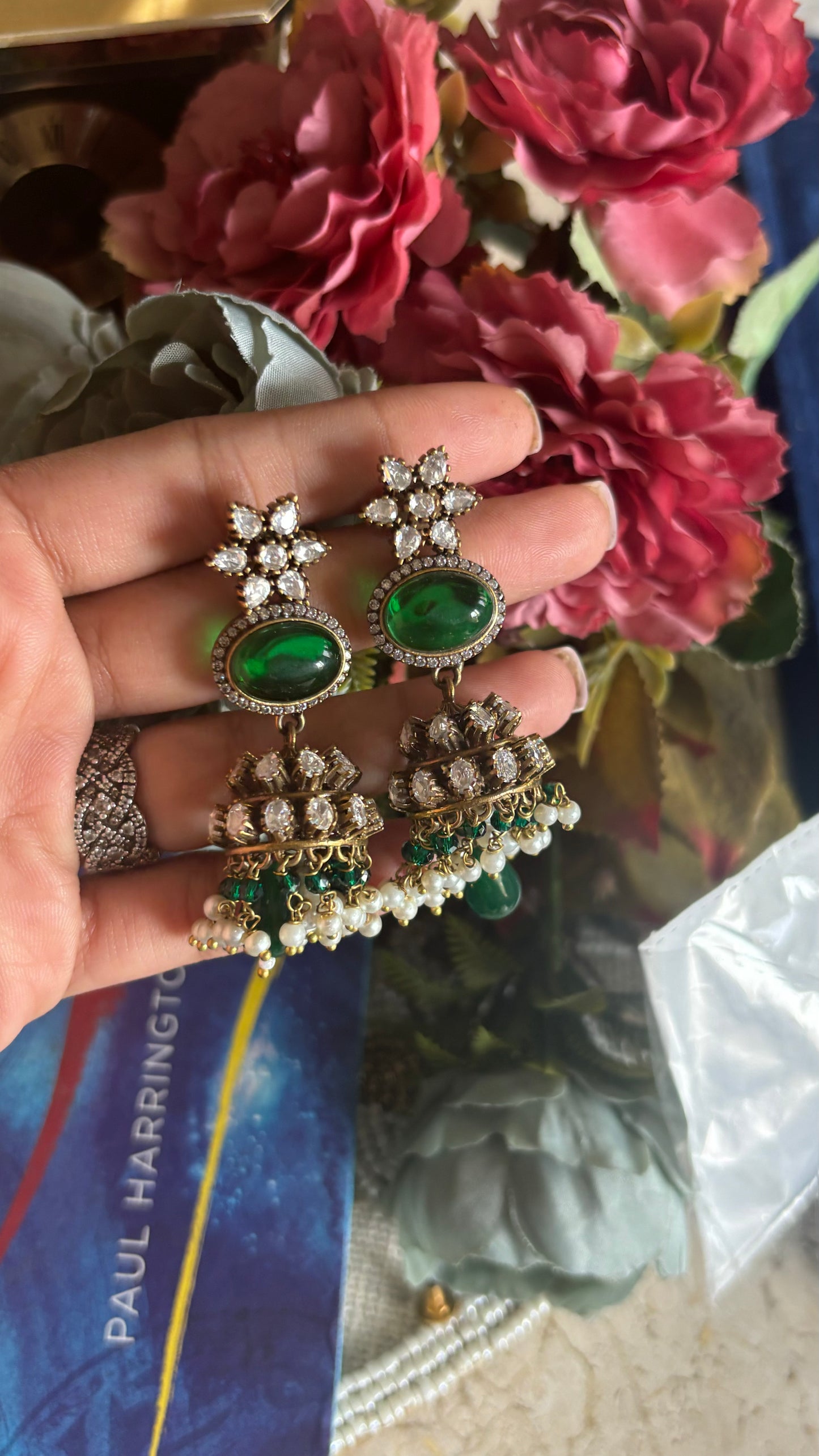 Emerald Moissanite jhumki
