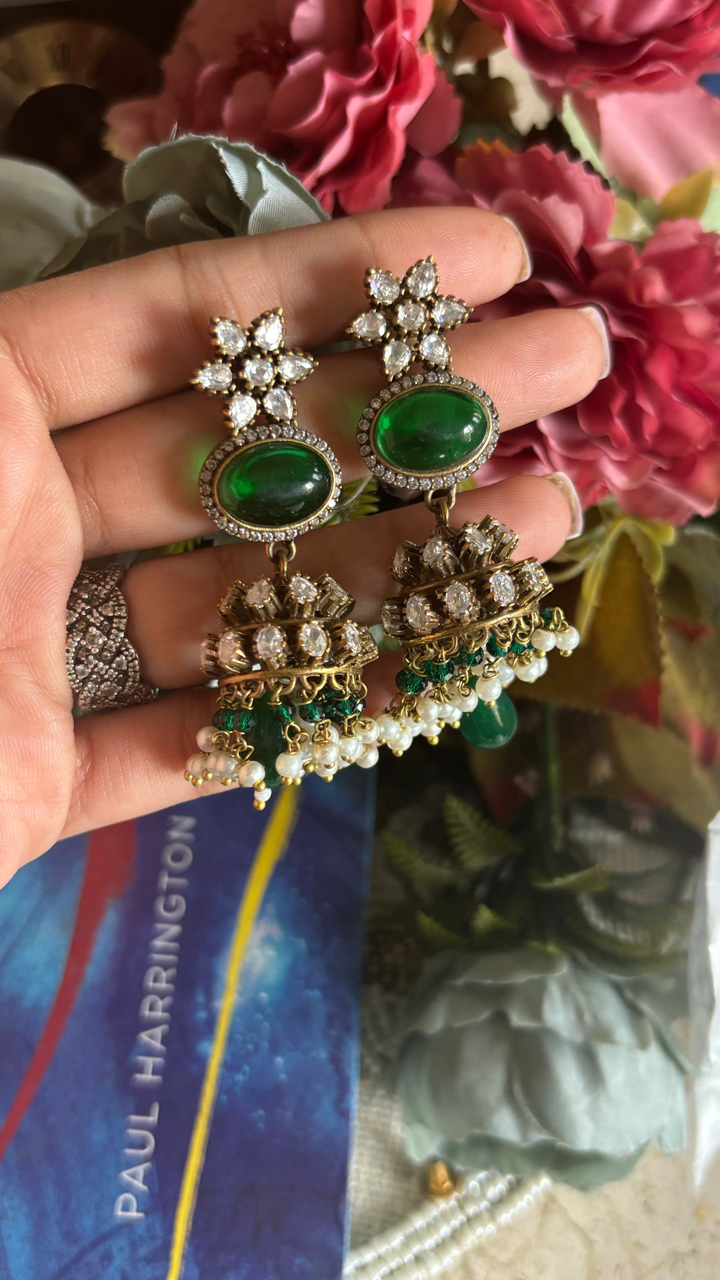 Emerald Moissanite jhumki