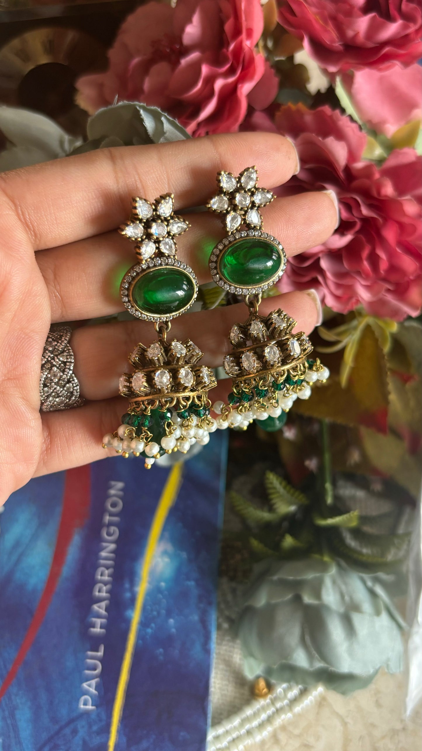 Emerald Moissanite jhumki