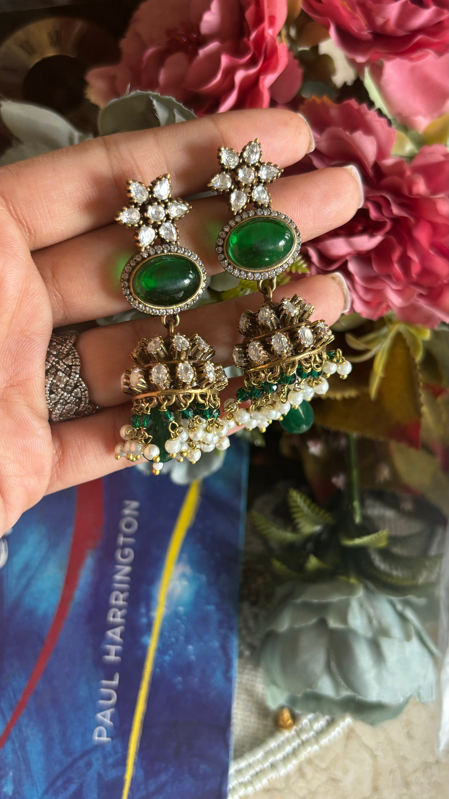 Emerald Moissanite jhumki