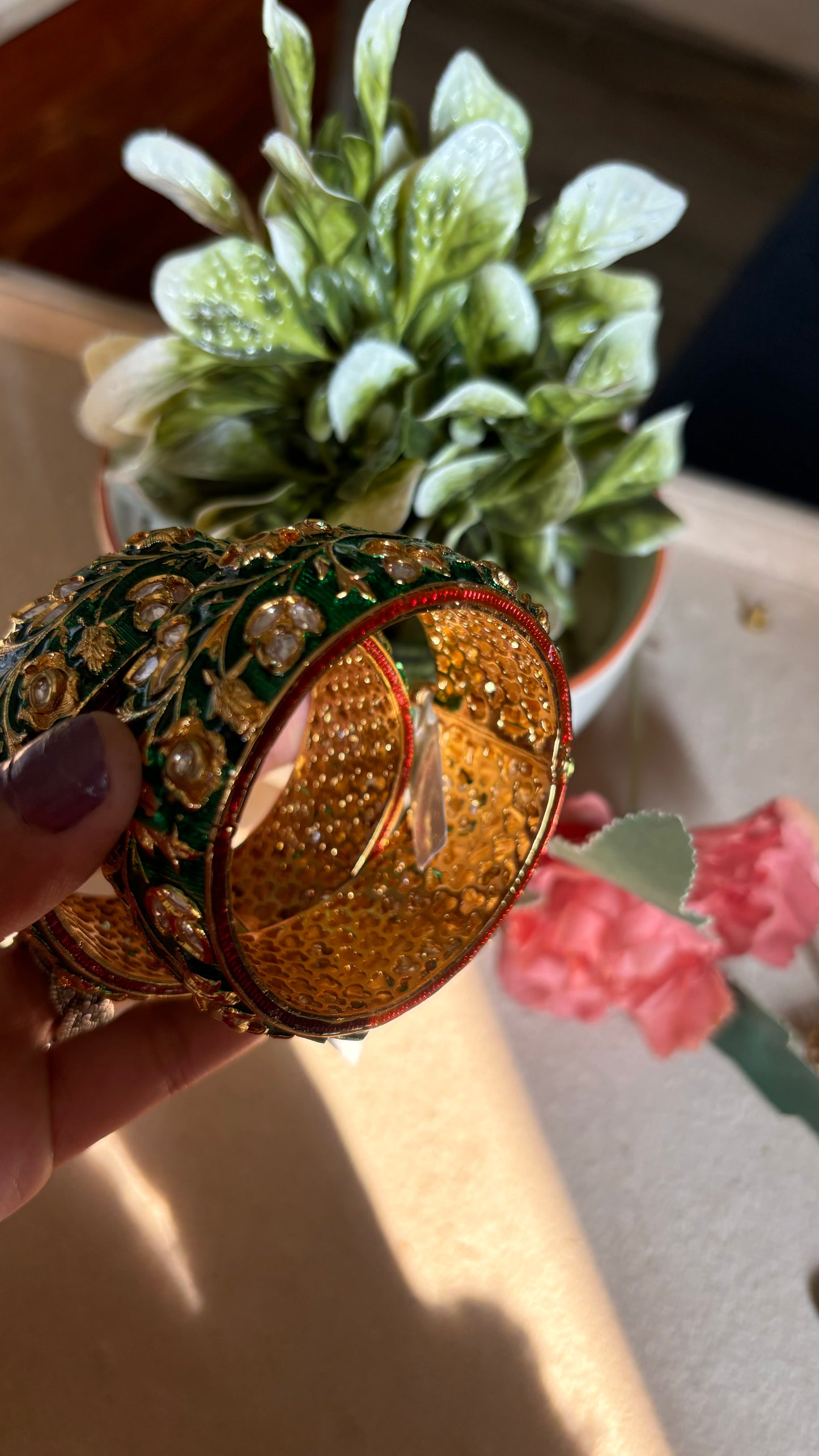 Emerald ruby meenakari bangles