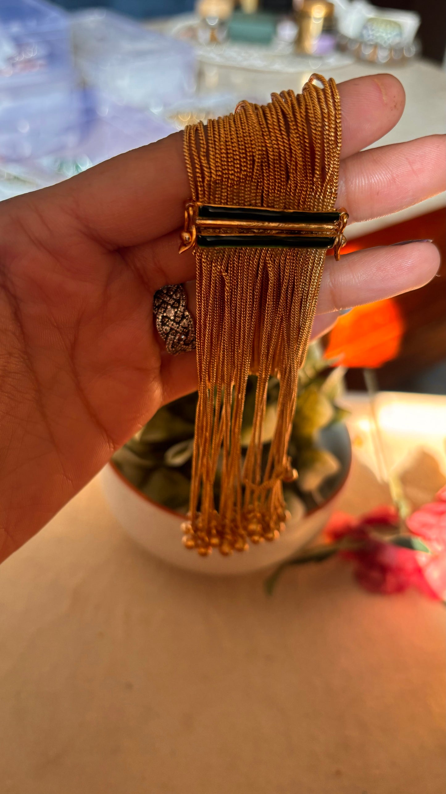 Emerald uncut polki jhalar bracelet