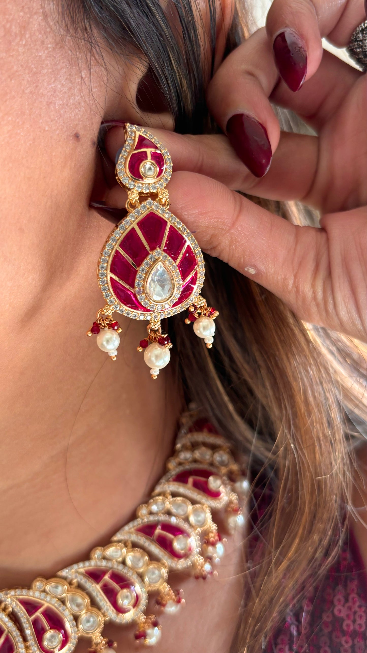 Ruby meenakari designer taker work necklace