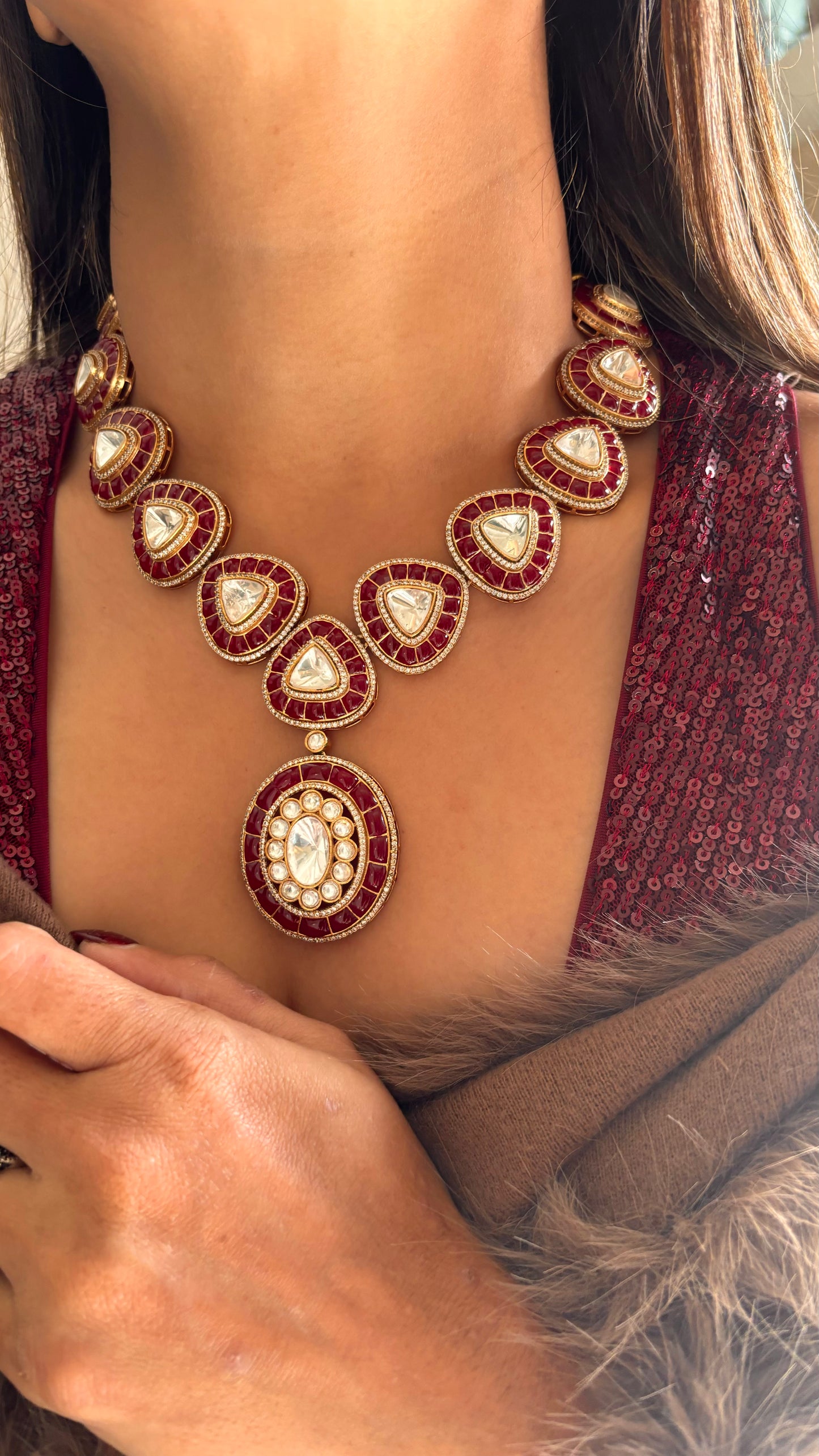 Anmol Ruby meena taker work designer collar necklace