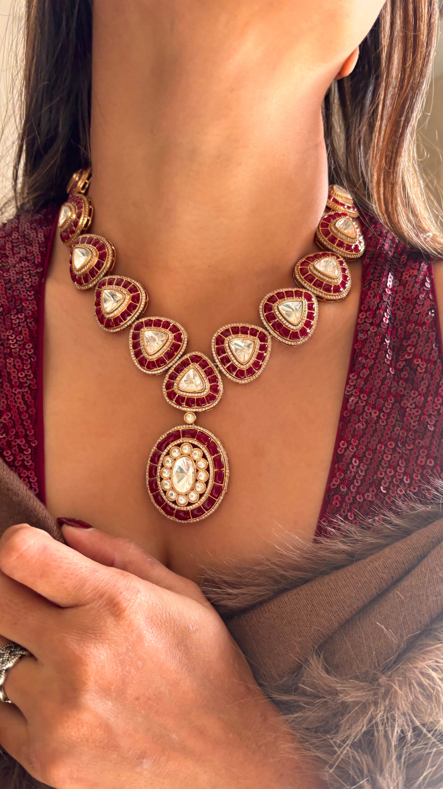 Anmol Ruby meena taker work designer collar necklace
