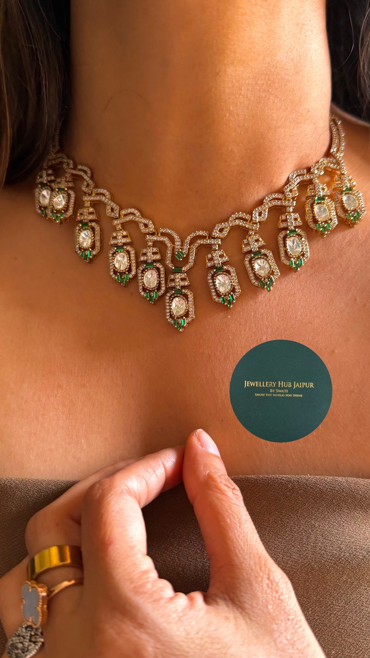 emerald diamond victorian necklace