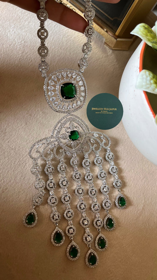 Emerald designer collar necklace set