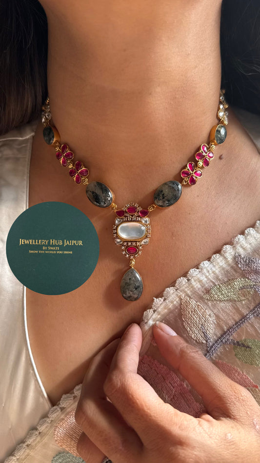 Mother of Pearl & Granite Amrapali Necklace