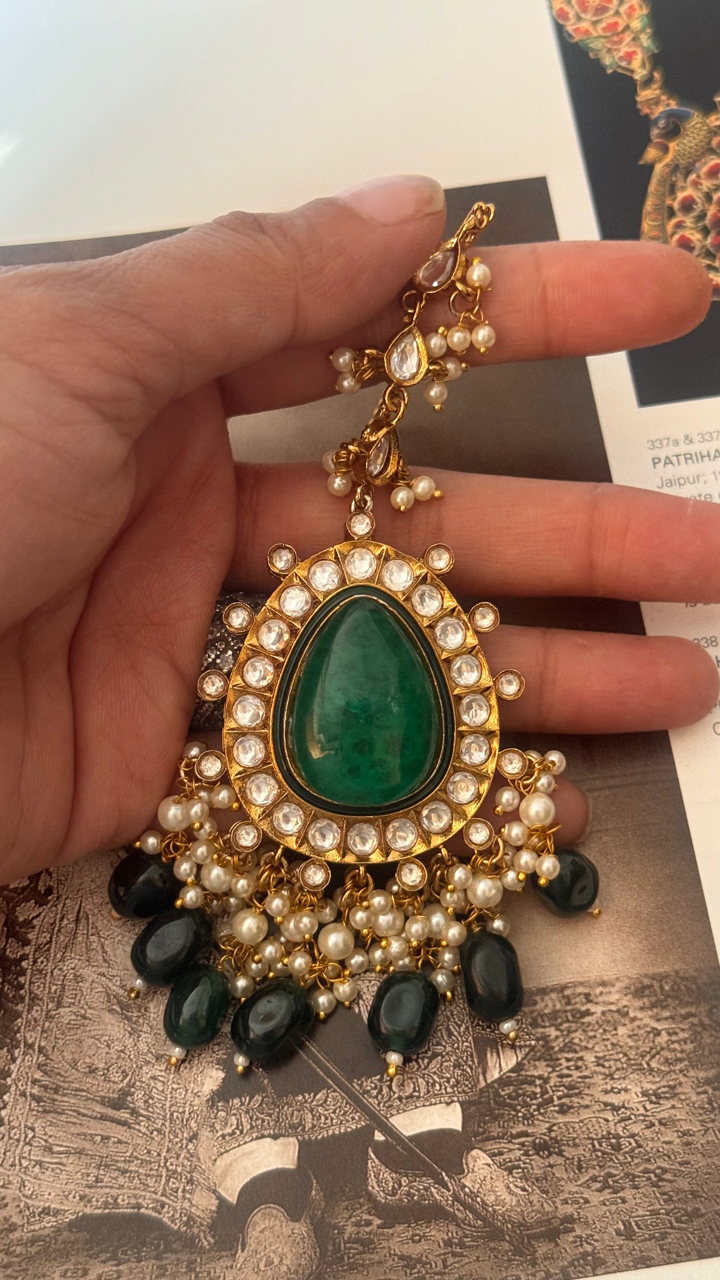 emerald doublet meenakari  maangtika