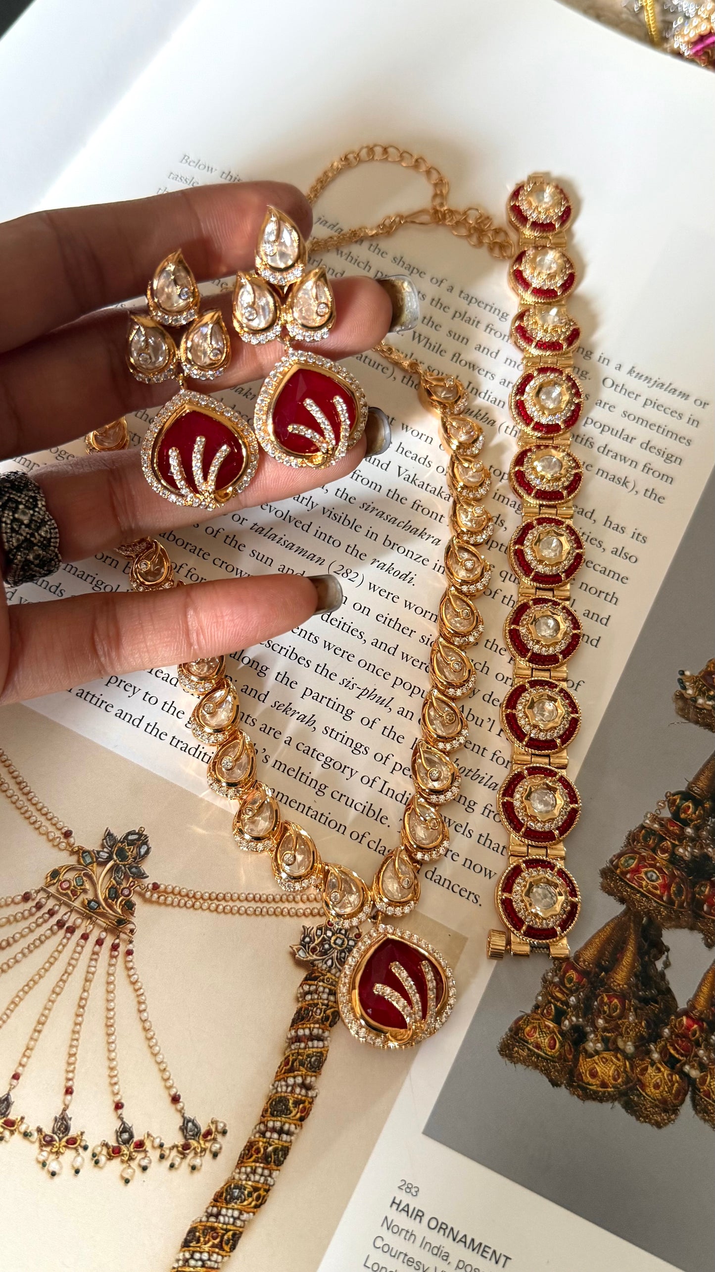 Ruby doublet moussanite petal collar set