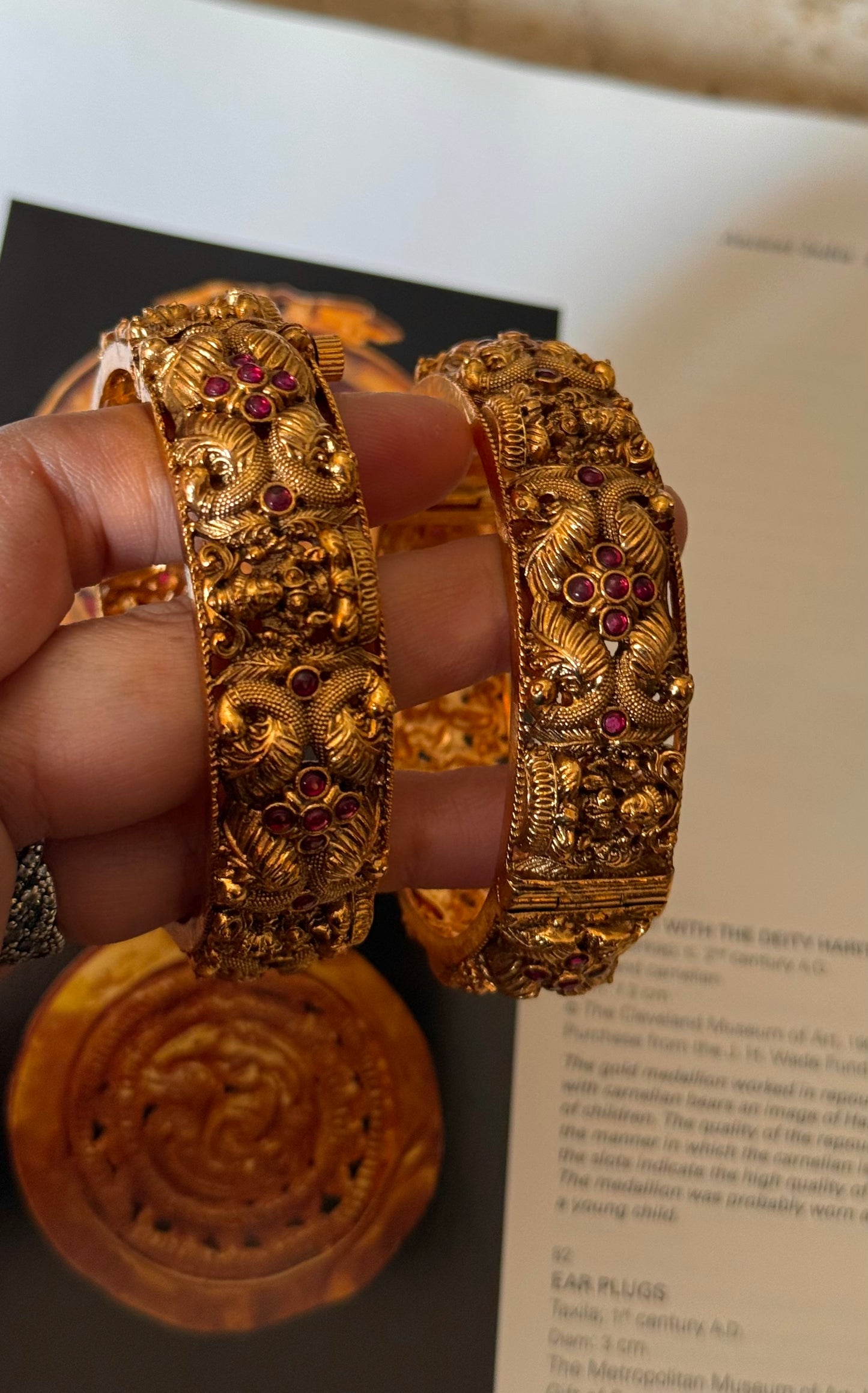 Peacock, inspired Ruby Rajwadi bangles