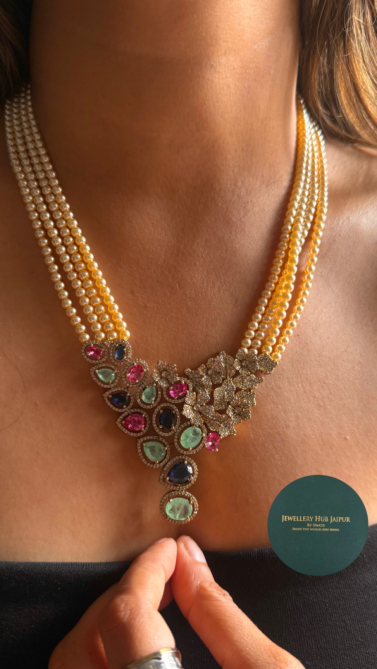 Multicoloured pendant with pear detailing Necklace