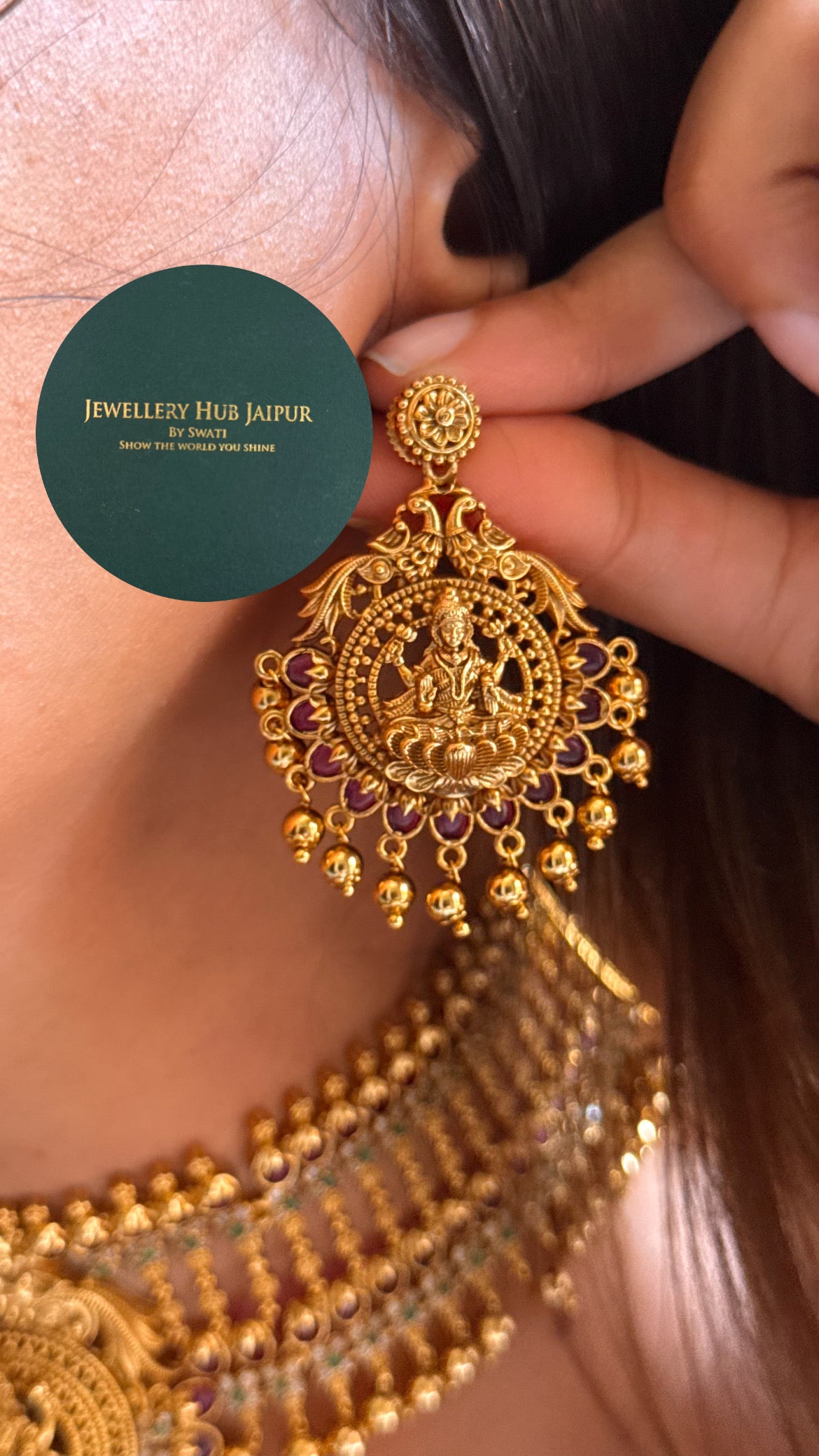Goddess Laxmi & ruby temple choker set