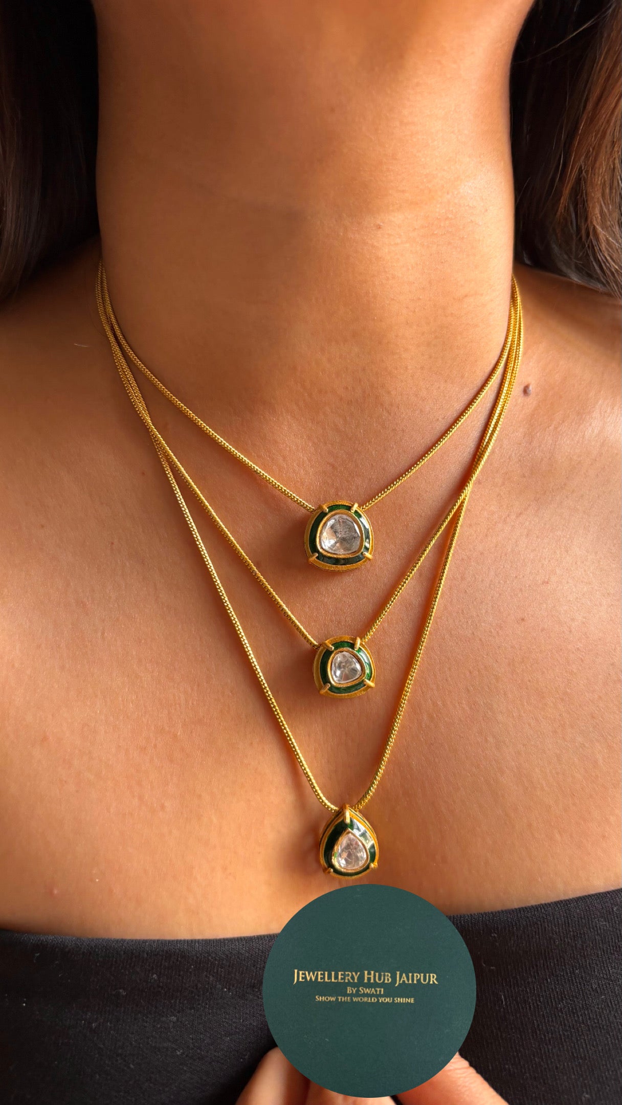 Uncut meena triple layerd chain Necklace