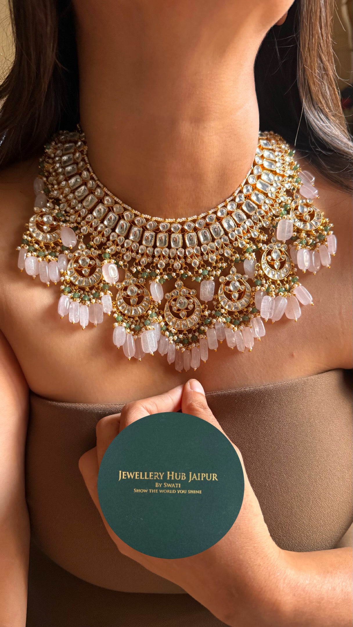 Paachi kundan chaand designed handmade nakashi bridal Necklace