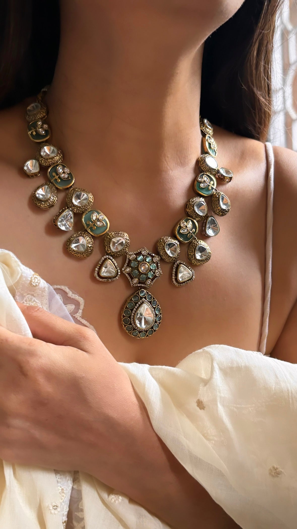 Mint uncut Polki necklace