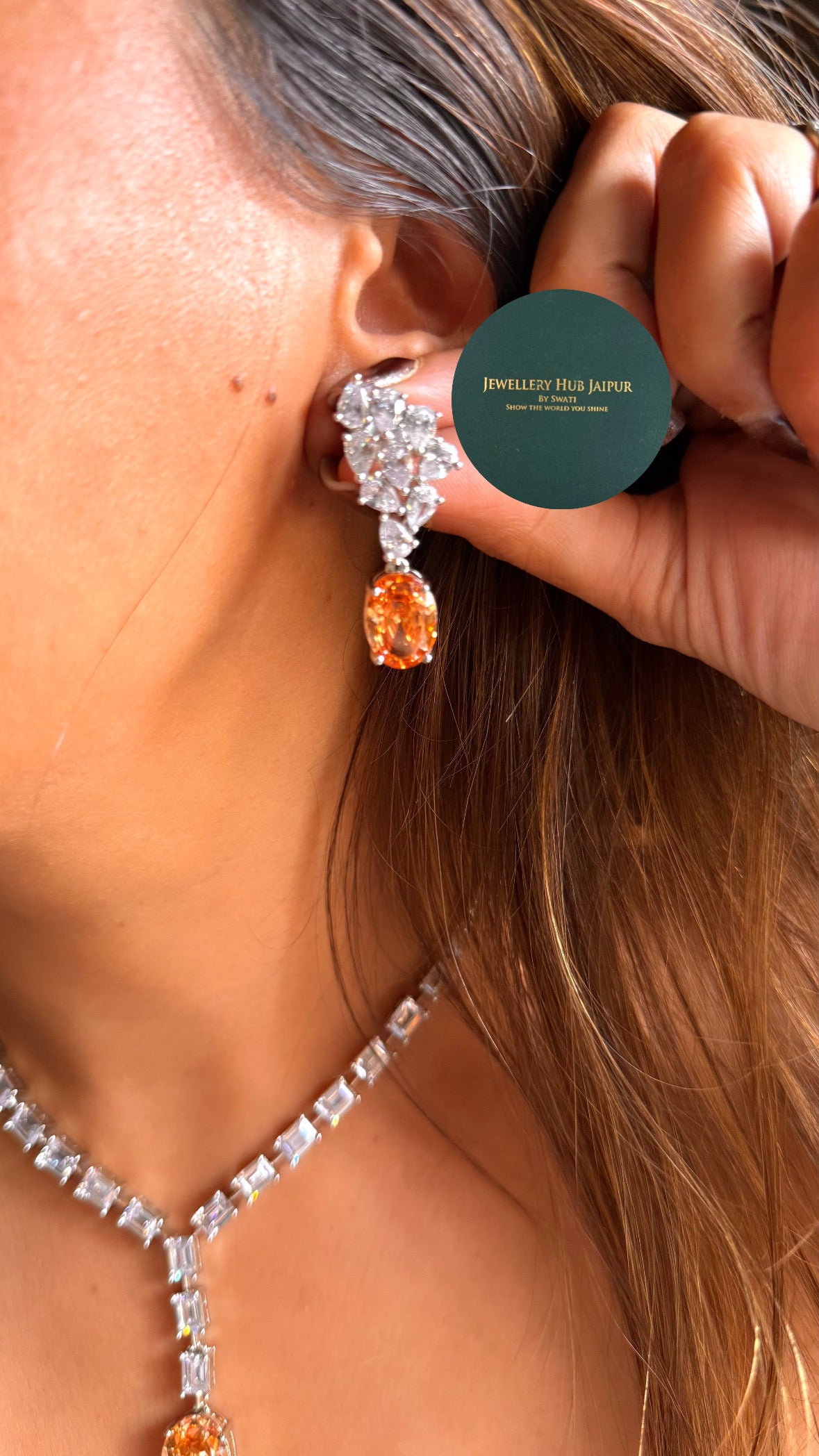 Peach Minimal cz diamond necklace