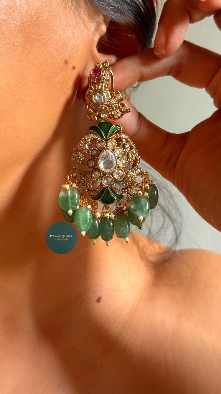 Emerald katdana and Rani pink moissanite uncut polki choker set