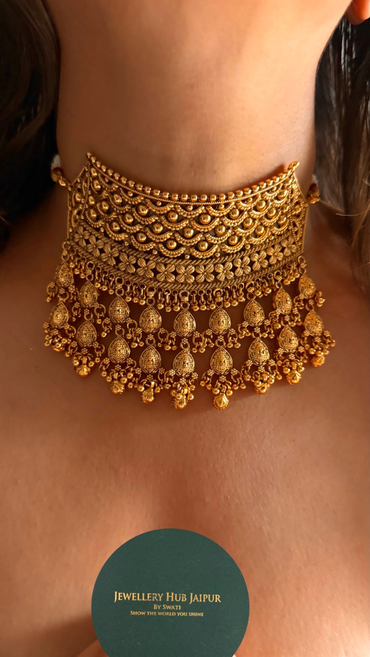 Gold designer heritage nakashi Rajasthani aad Necklace