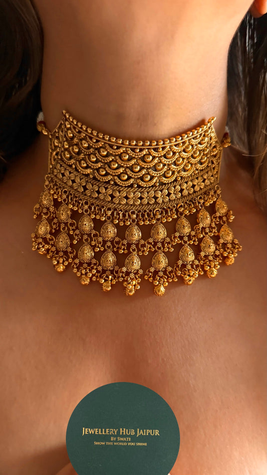 Gold designer heritage nakashi Rajasthani aad Necklace