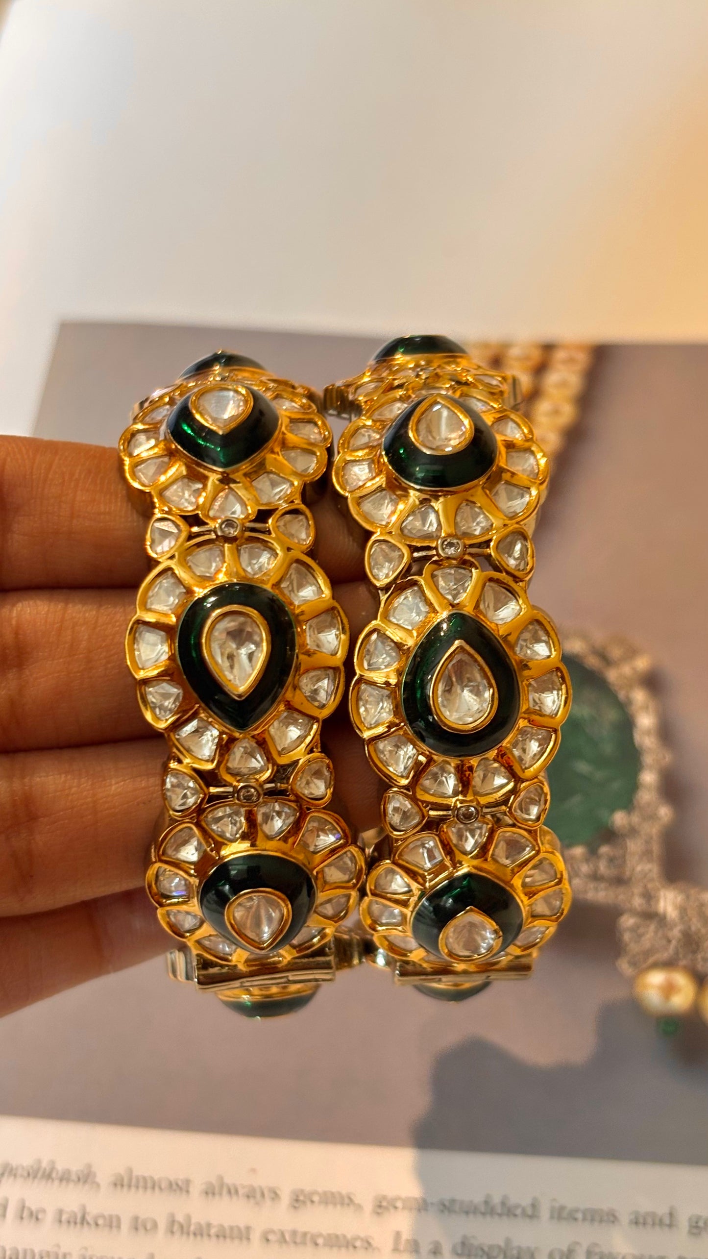 Meenakari polki drop bangles