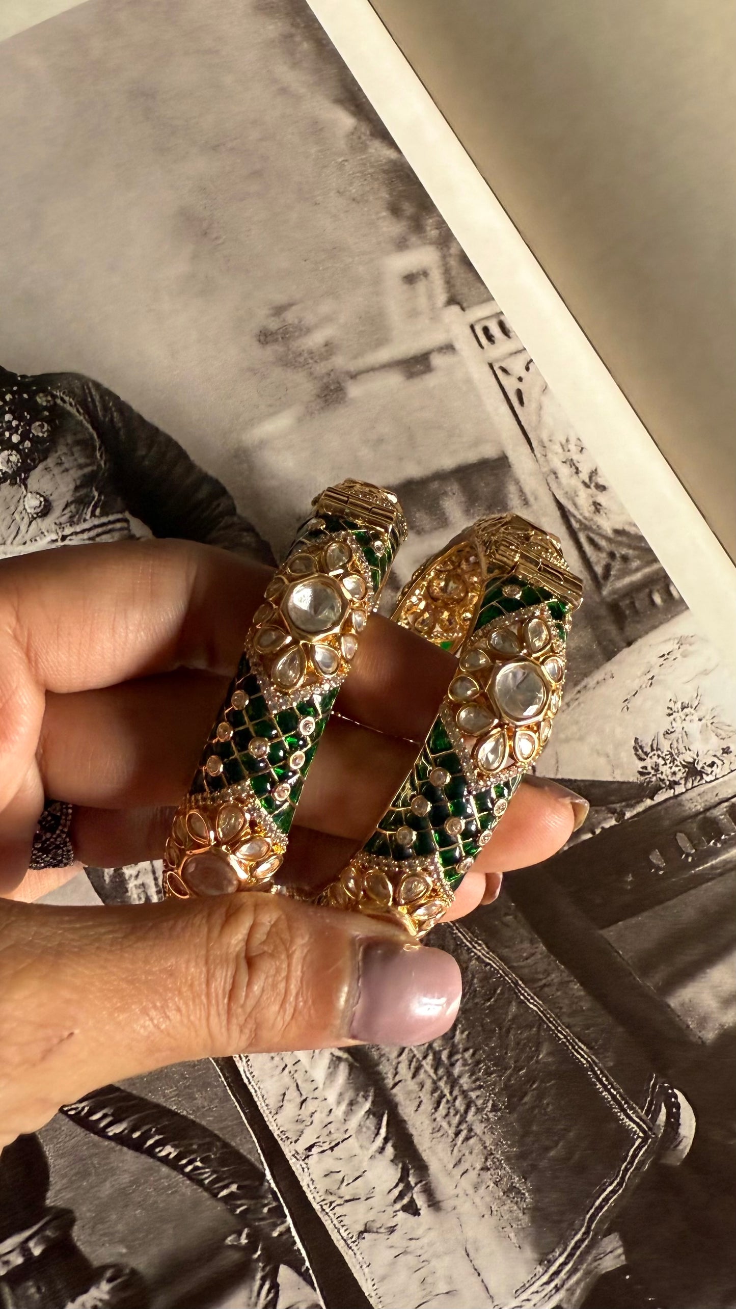 Emerald kat dana moissanite flower openable bangle