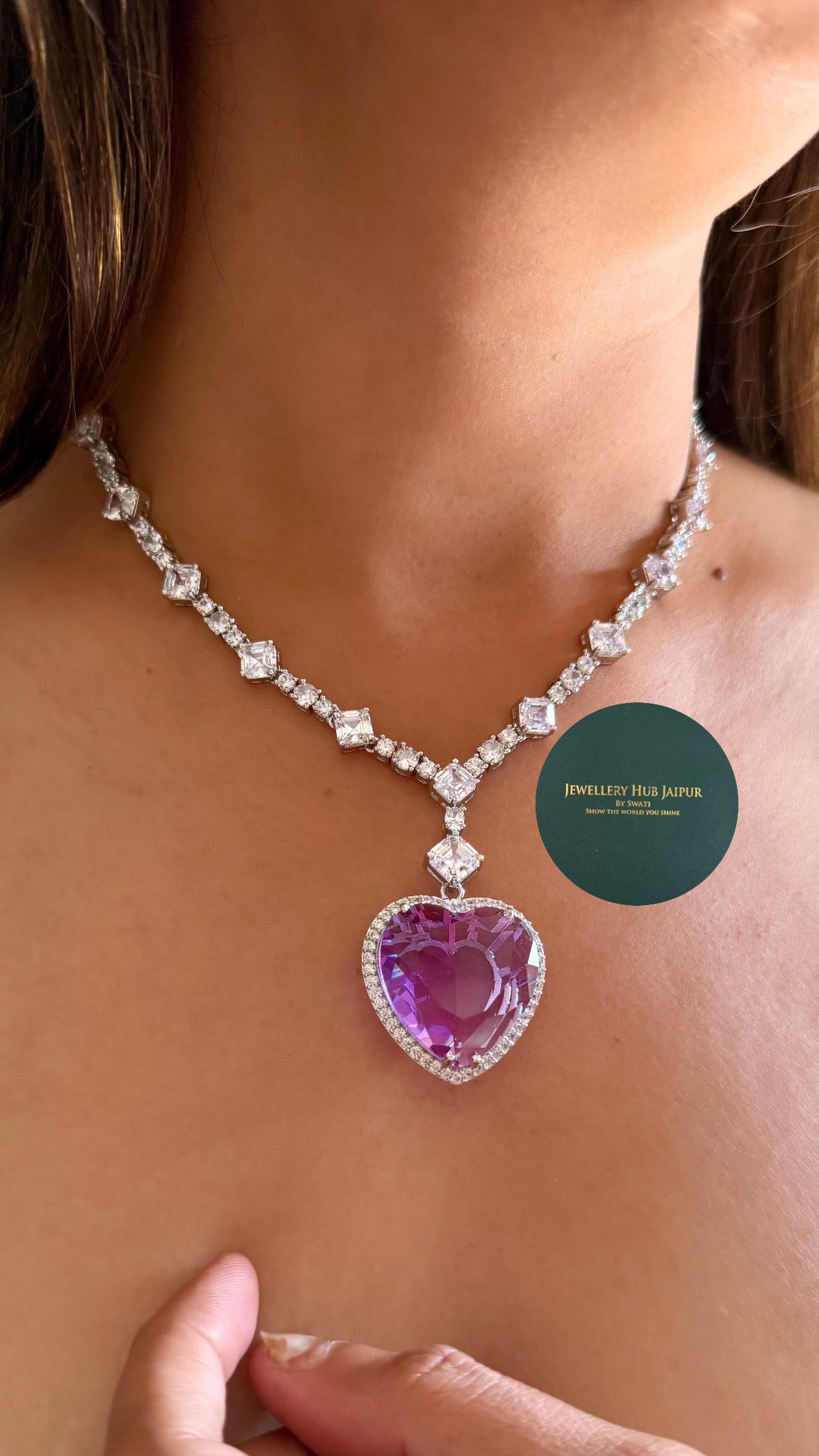 Viona Light Tanzanite heart diamond necklace