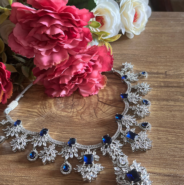 ￼ Sapphire American diamond necklace