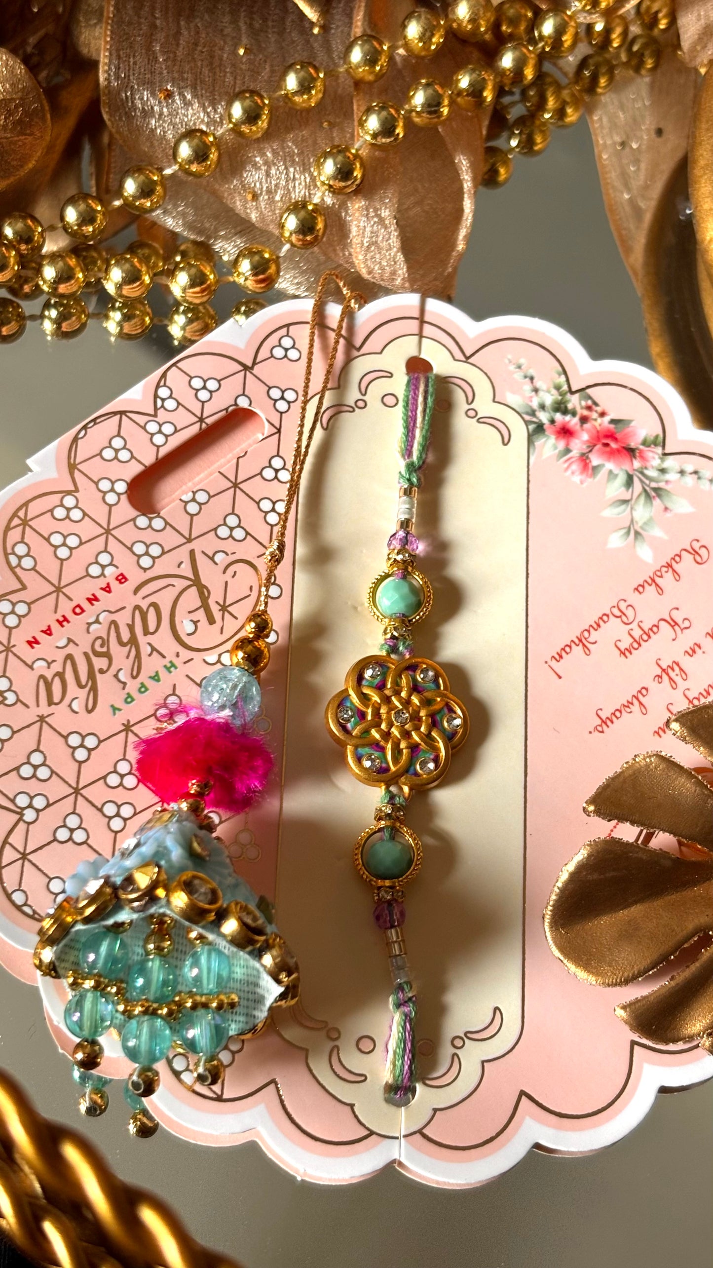 Meenakari nakashi bhaiya bhabhi rakhi ( shipping will be extra)