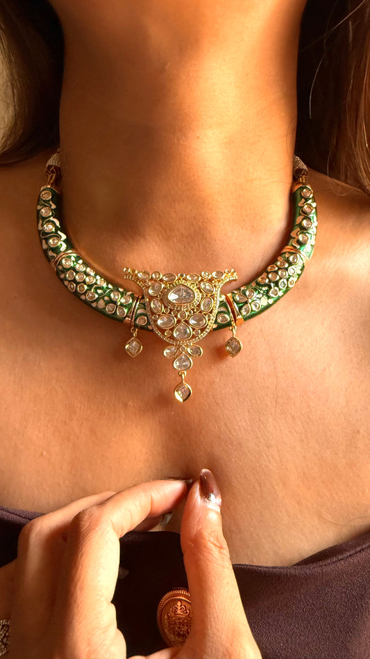 Emerald meenakari moissanite Hasli