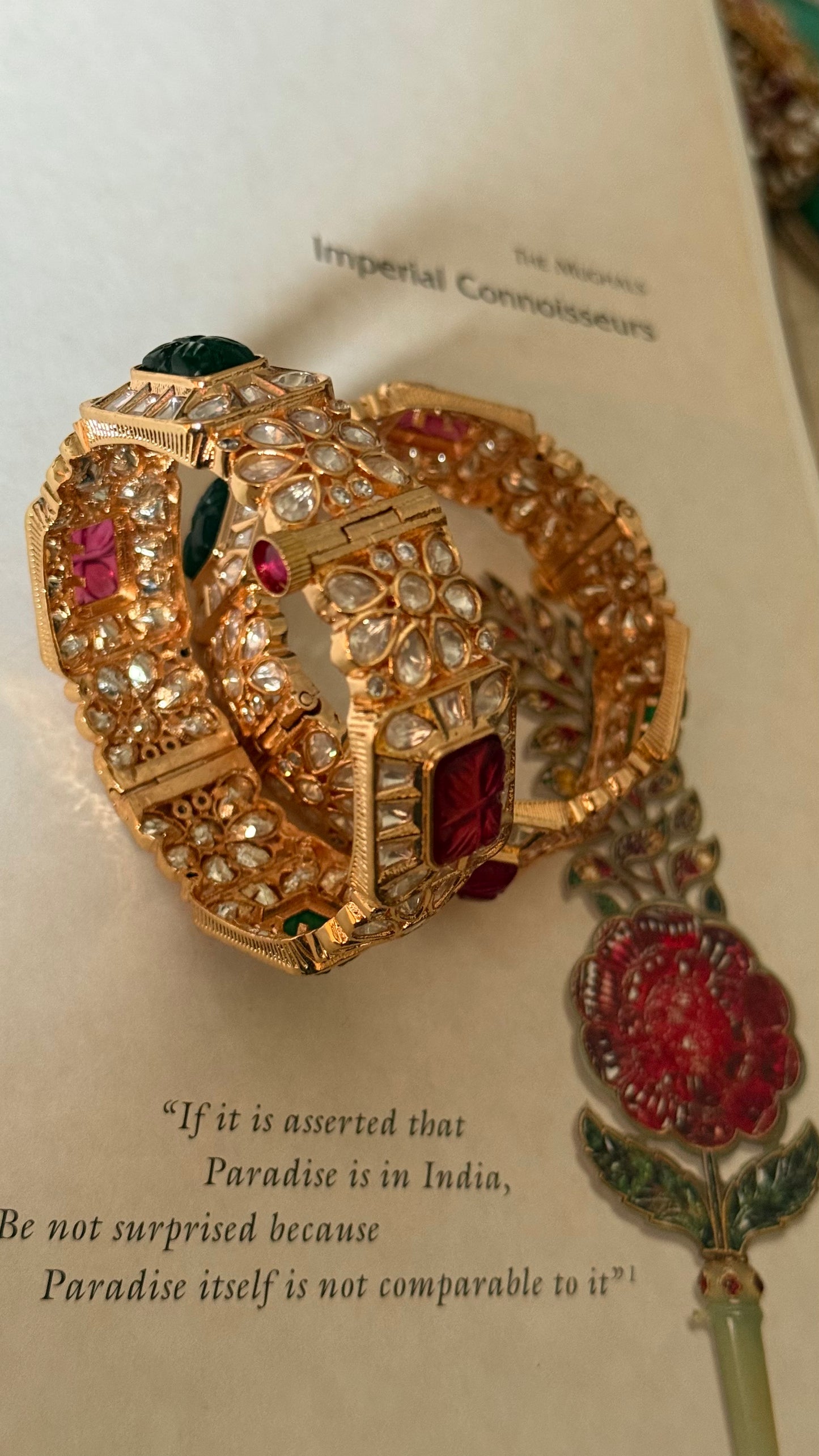 Ruby & emerald moissanite openable bangle