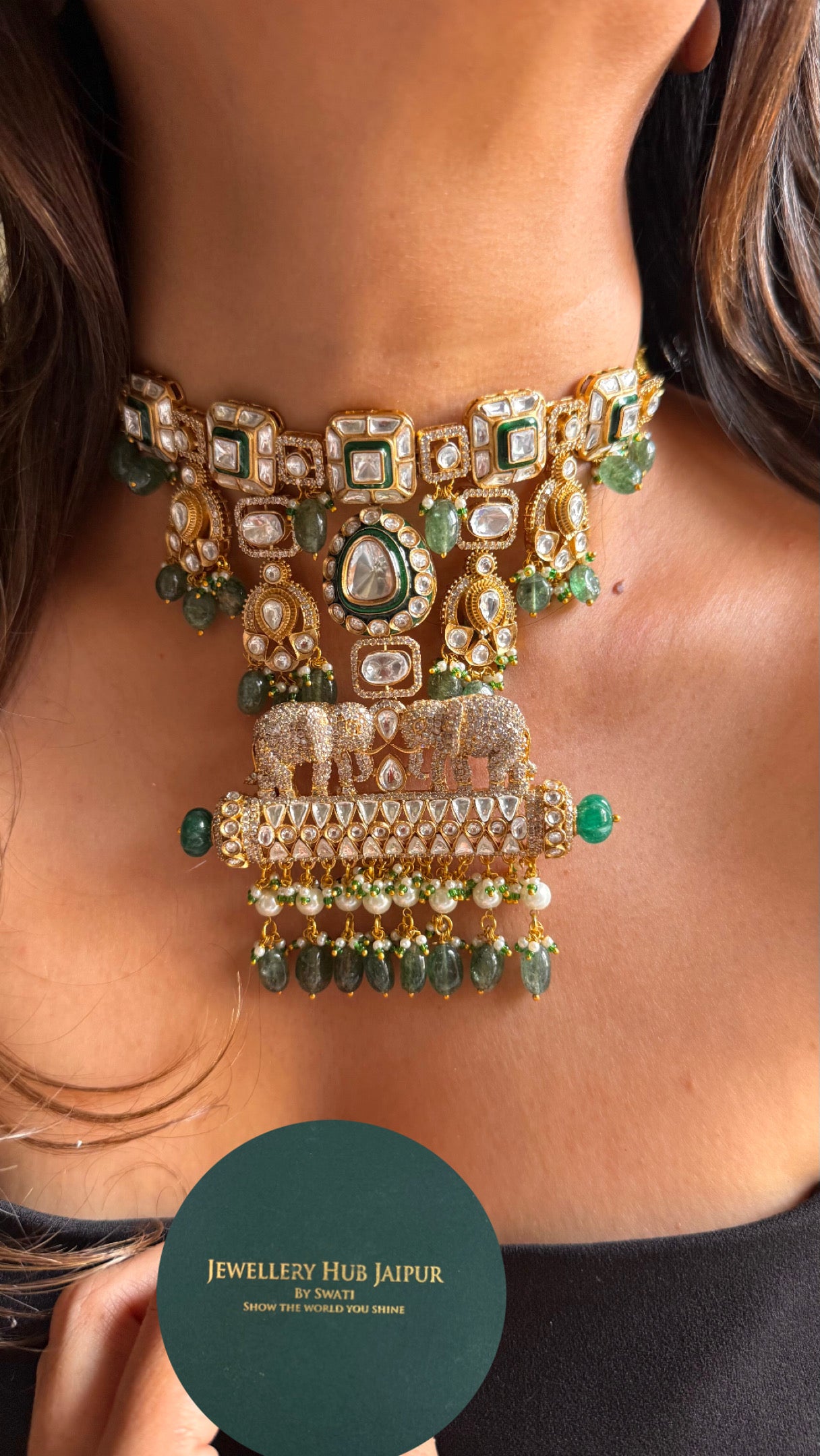 Gaj nakashi on meenakri Necklace