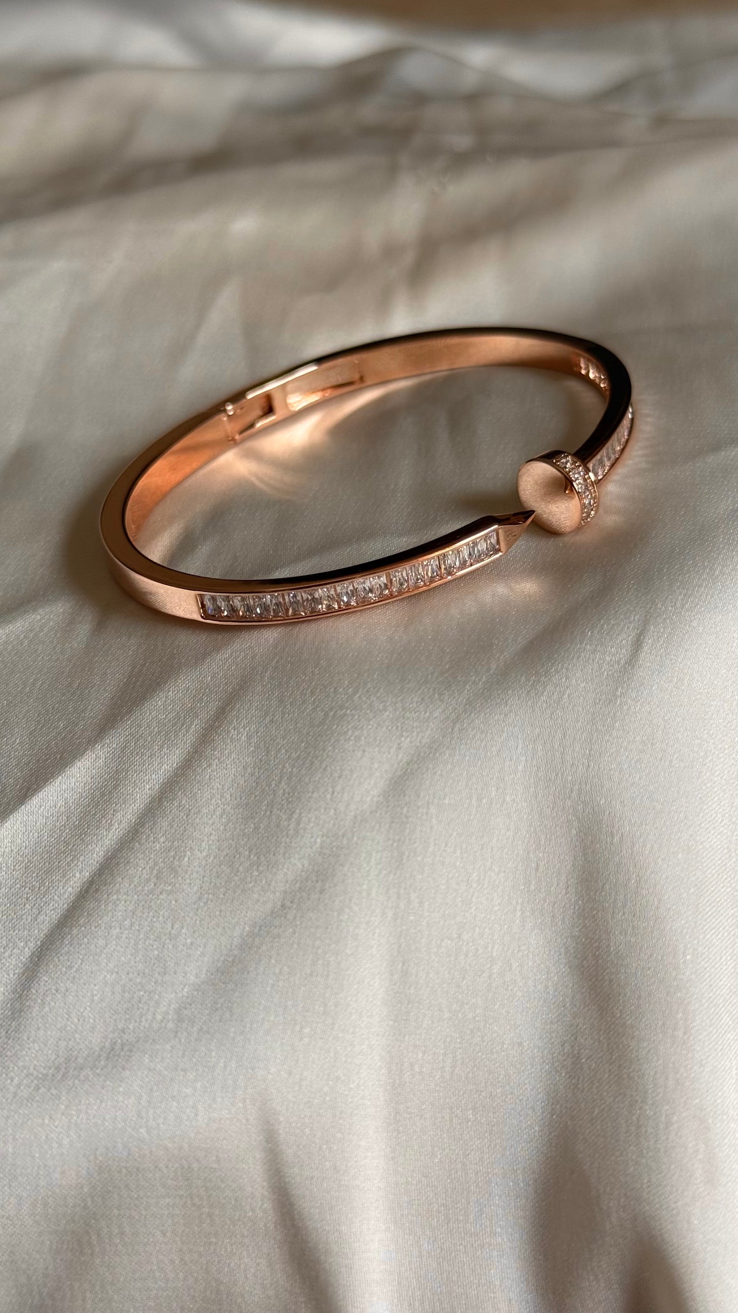 Rose Gold Tone Open Nail Bracelet