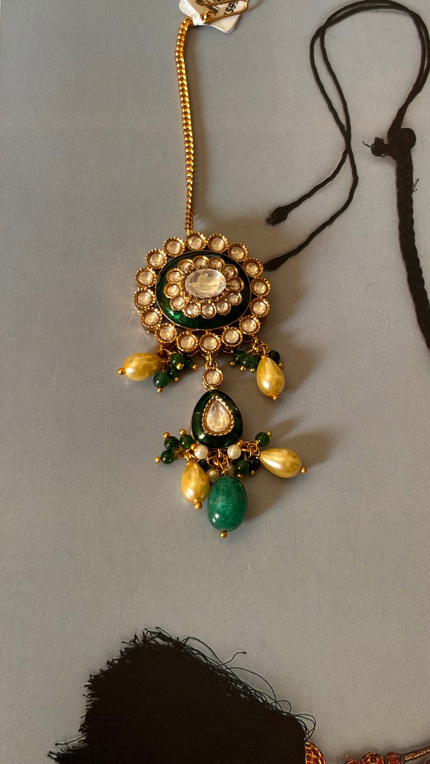 Meenakari with double drops maangtika