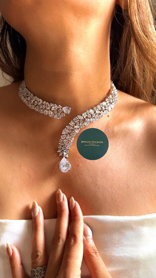 Ojasvi Cz diamond with cz diamond drop designer cocktail set