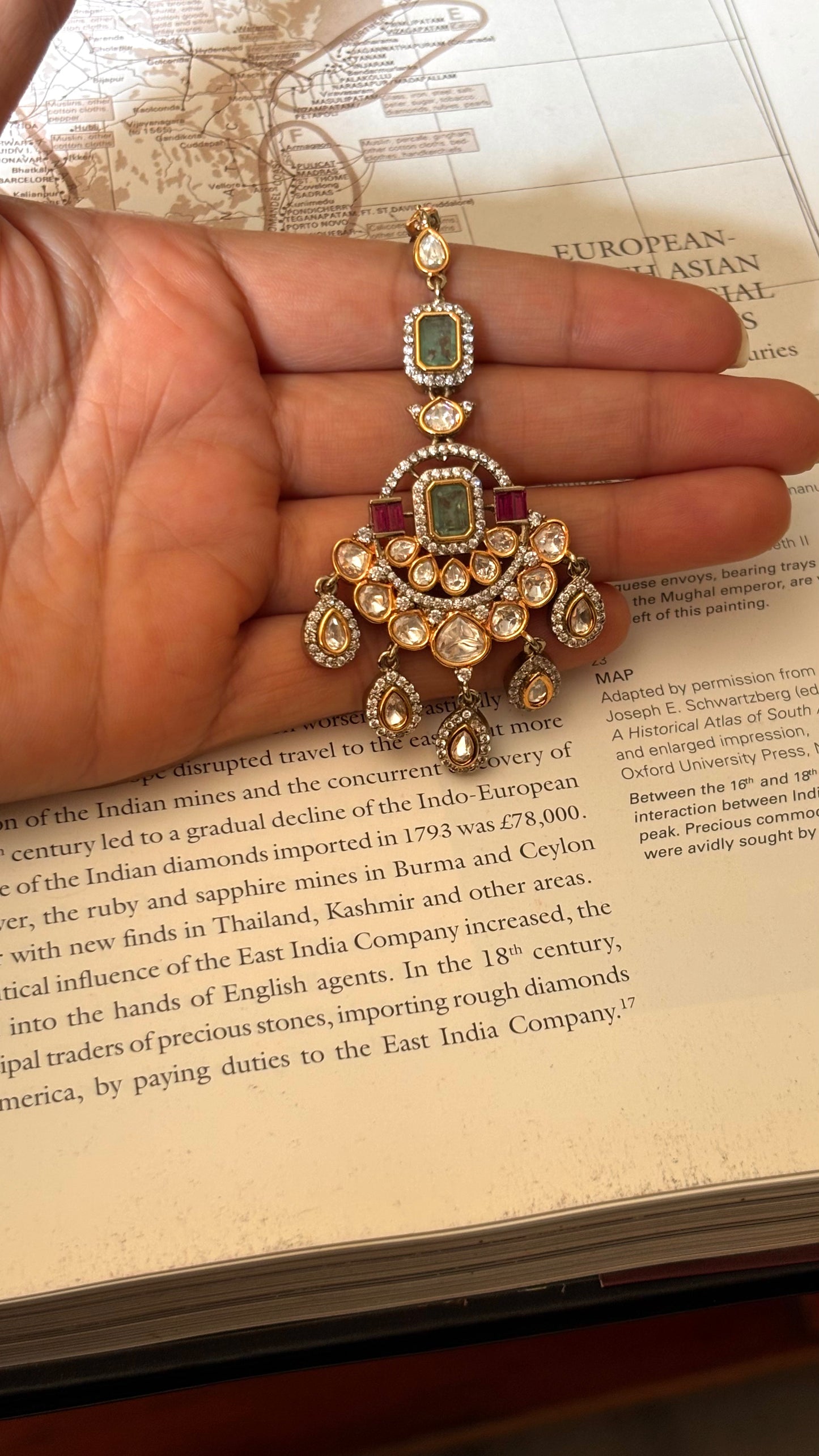 Real moissanite mint & ruby Maangtika