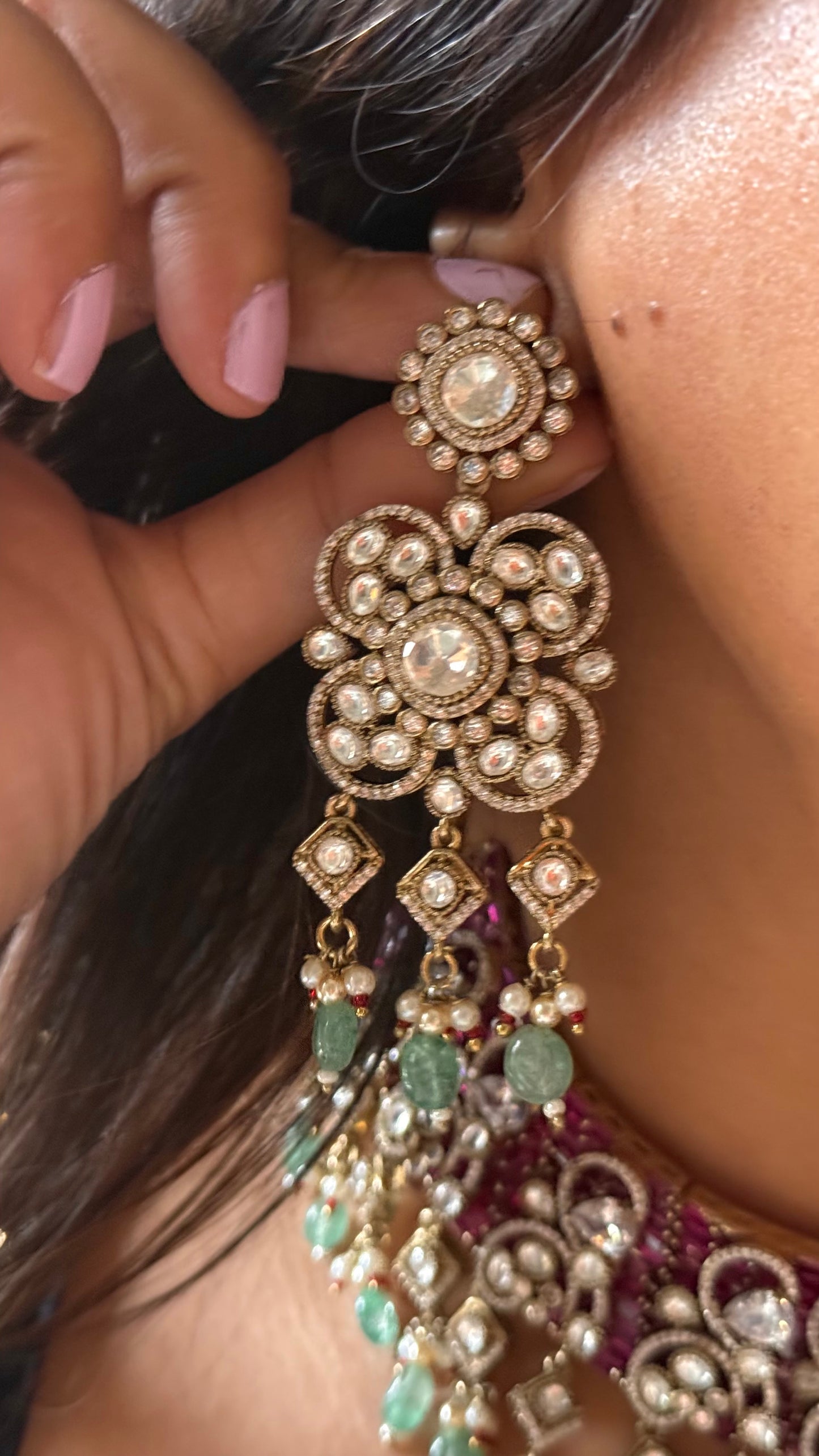 Rani pink ruby with mint drops choker Necklace