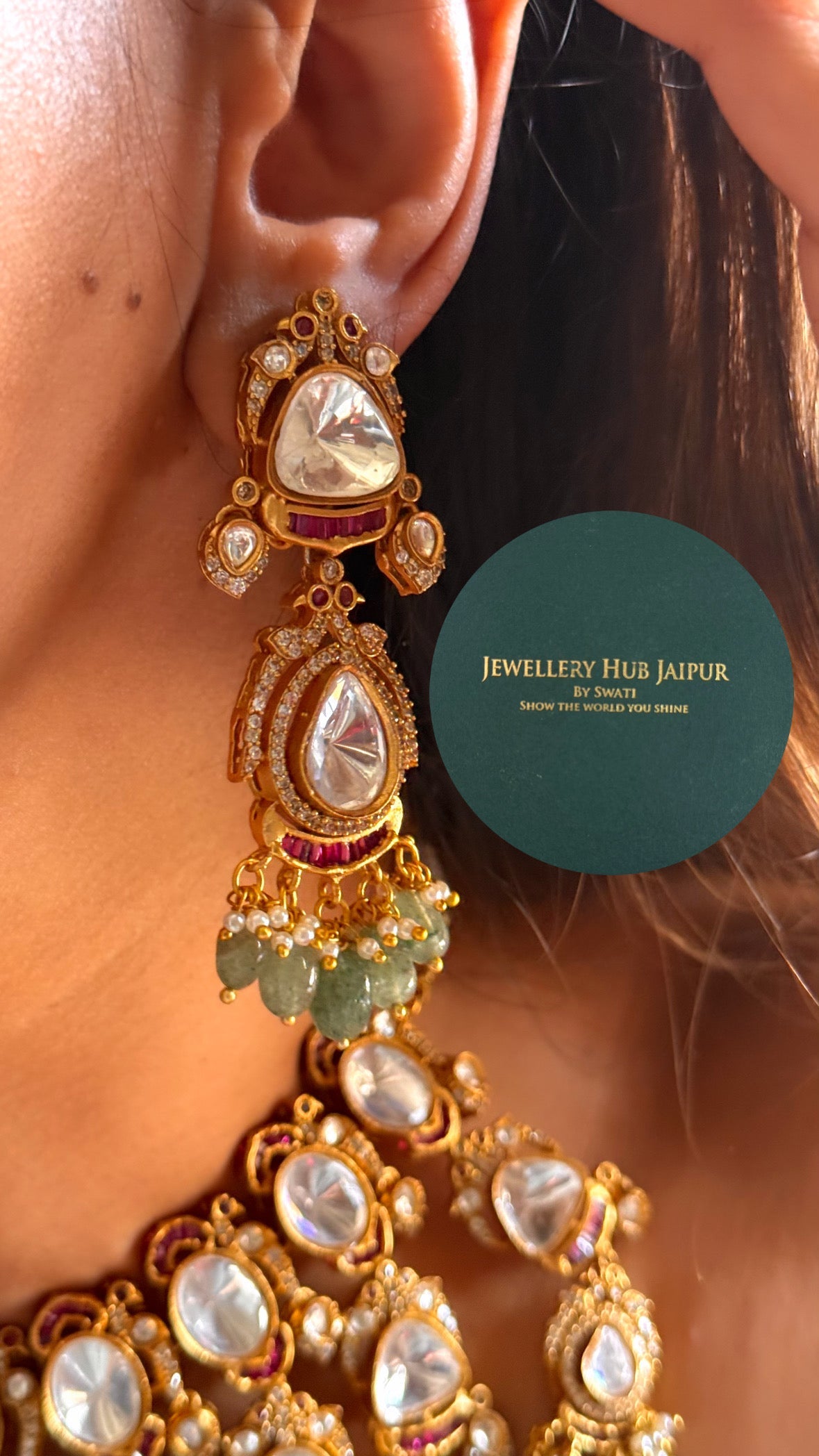 Uncut polki choker with Rani haar bridal combo