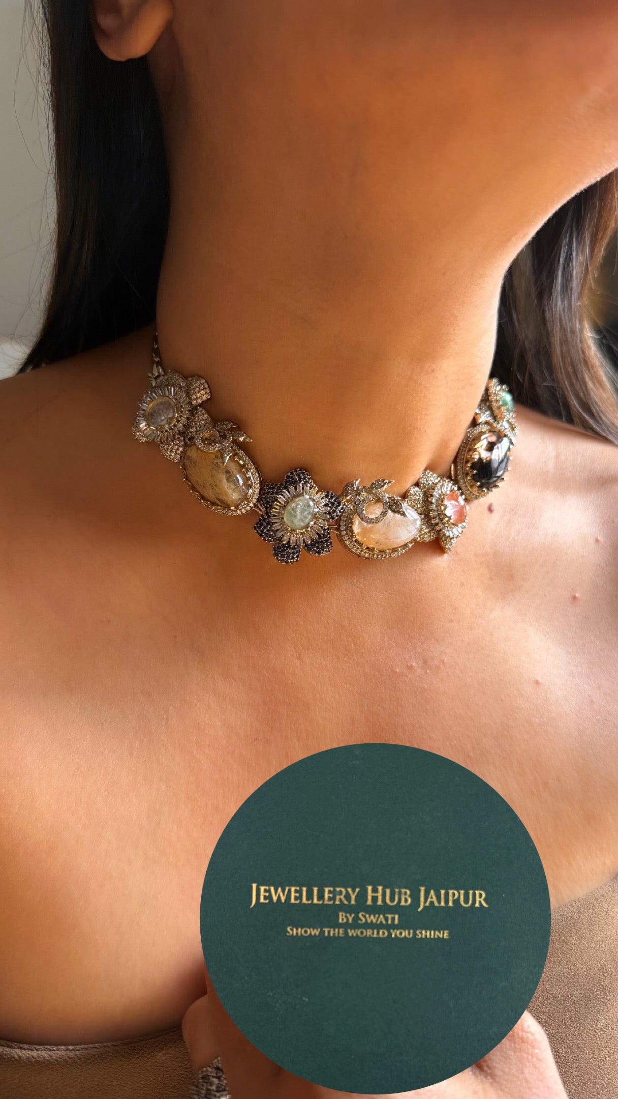 Vintage sabyasachi inspired designer navratna Necklace