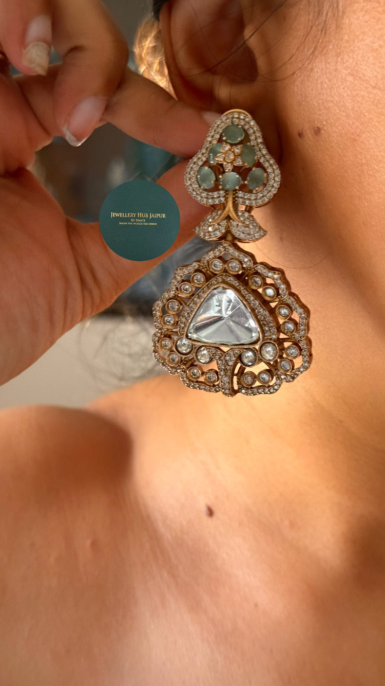 Mint & moissanite polki designer choker set