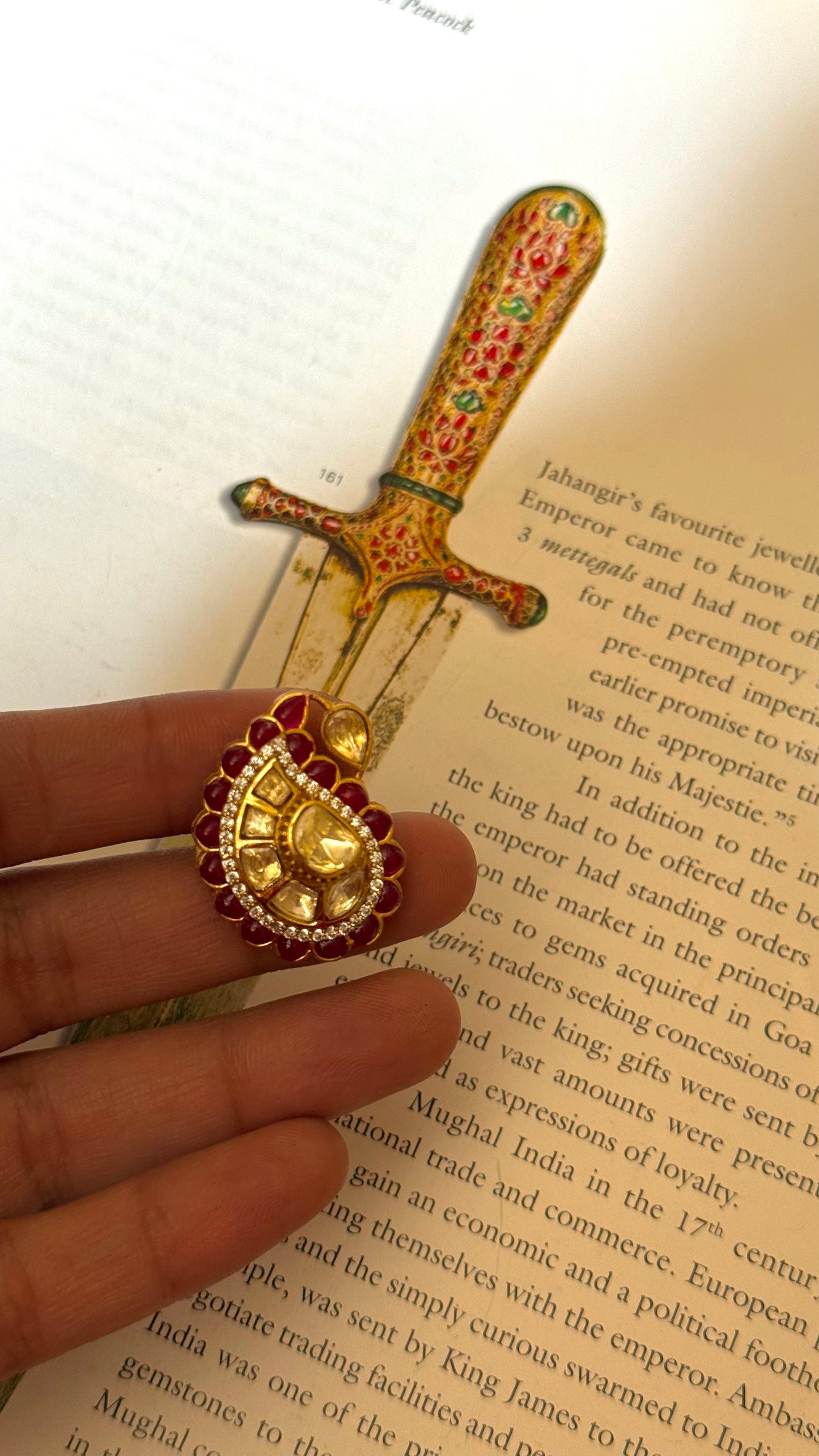 Ruby takkar peeli polki madhubani ring