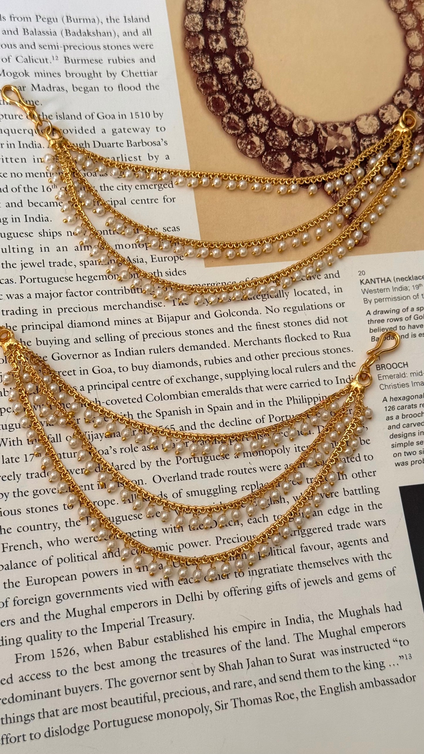 triple line pearl ear chain