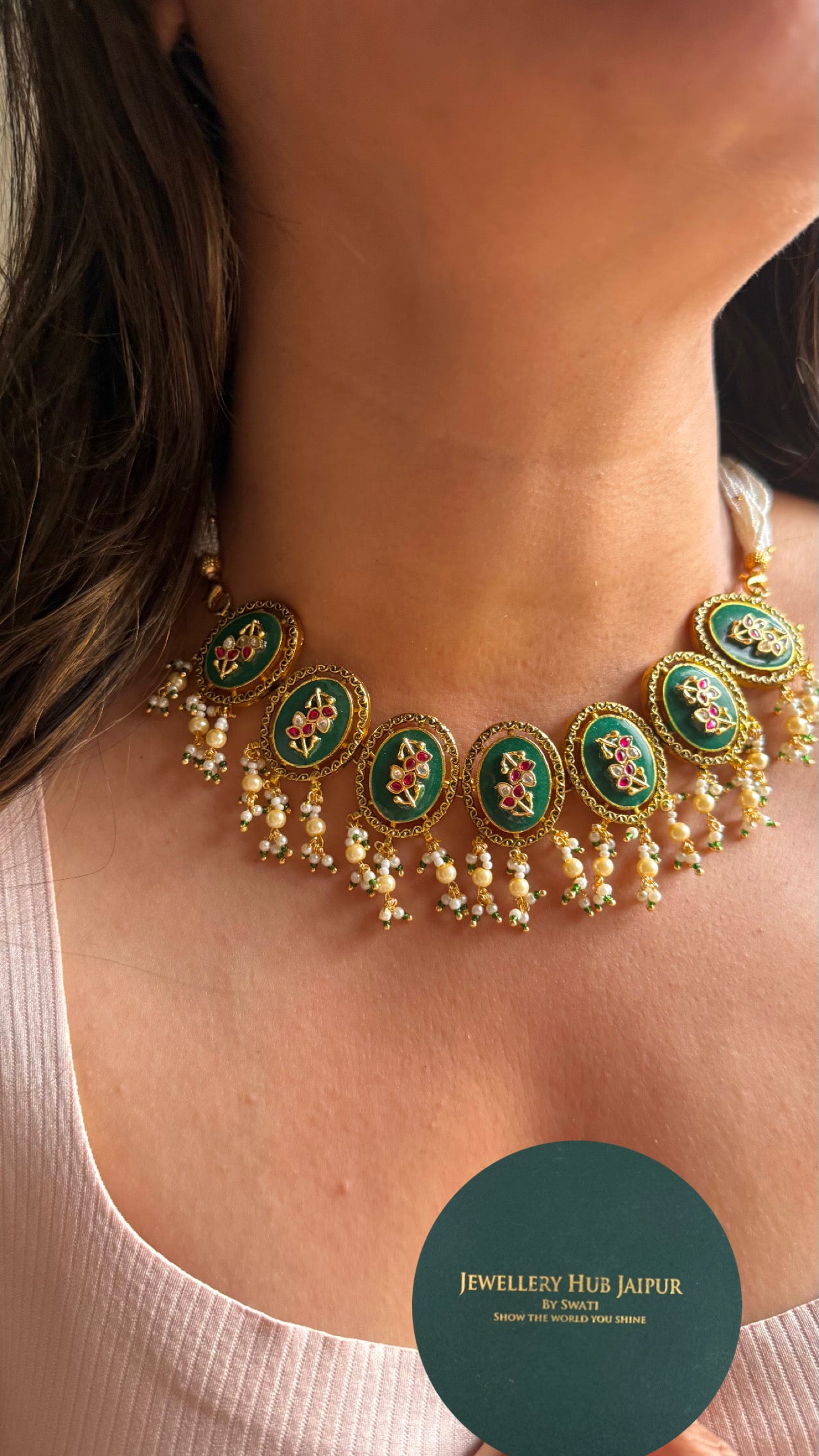 Emerald Meera choker necklace