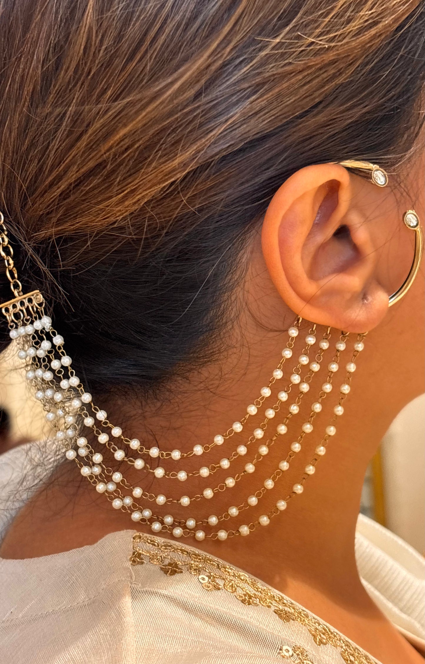 Five layered victorian earchain