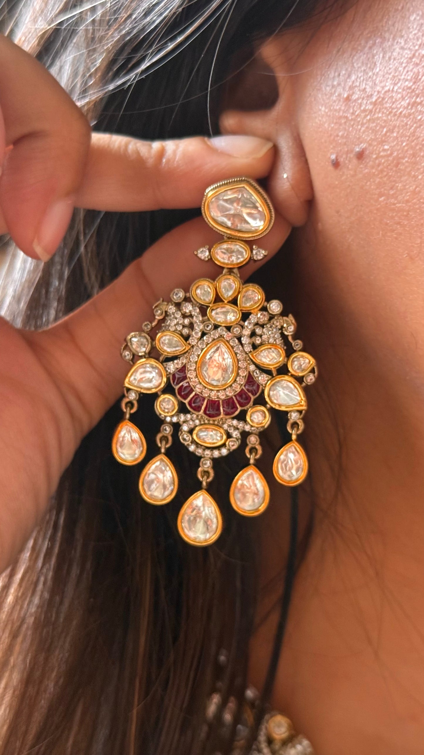 Vintage ruby moissanite collar Necklace