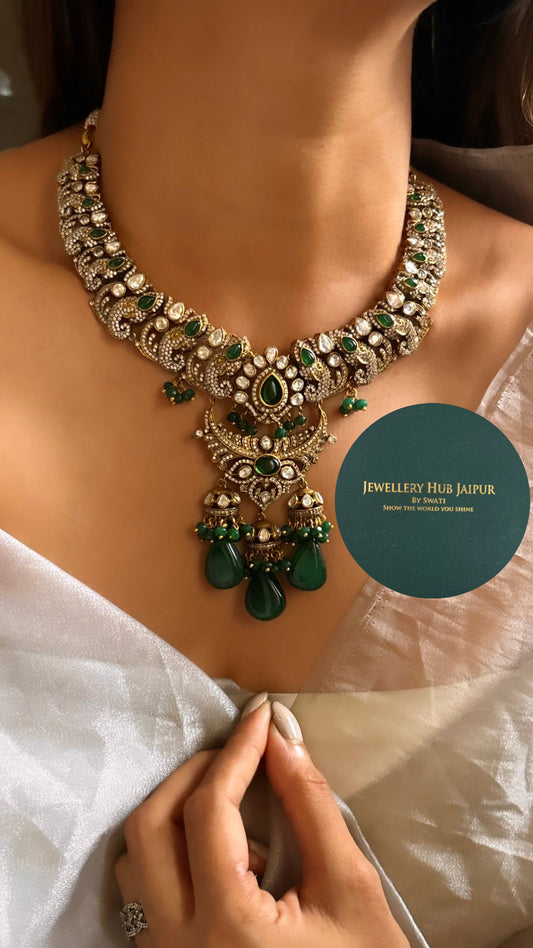 Emerald Moissanite designer necklace