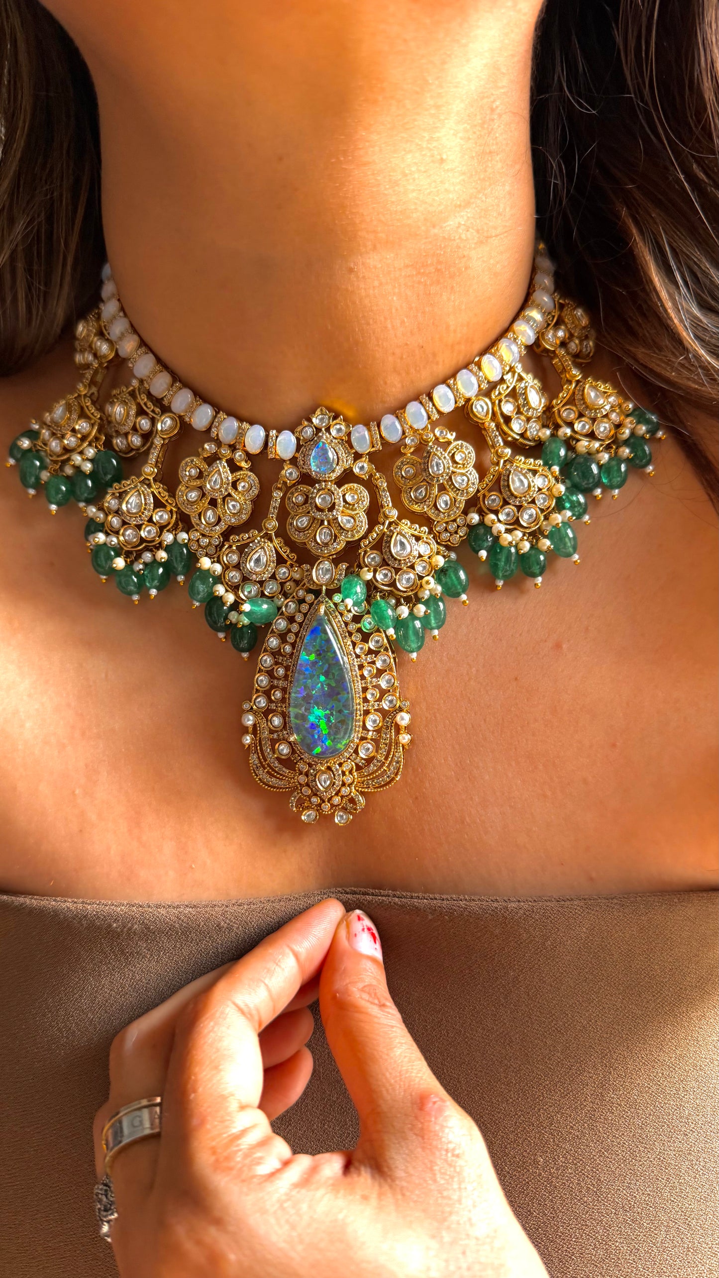 Opal & Emerald necklace set