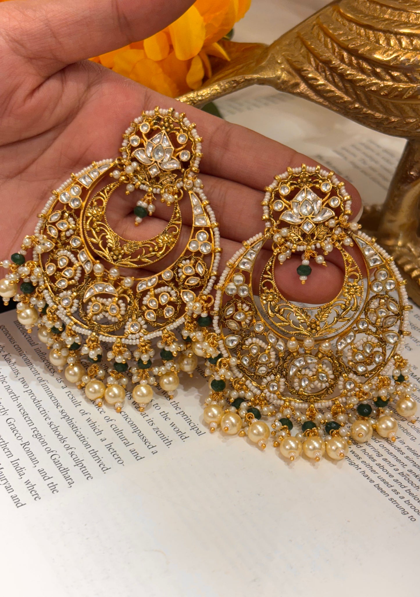 Paachi kundan gold chaandbaali designer earrings