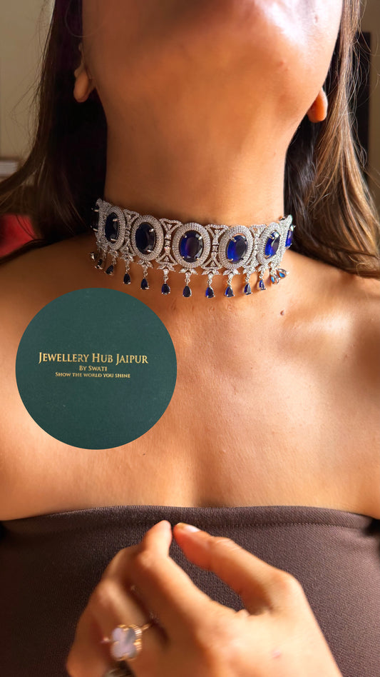 Sapphire doublet cz diamond choker set